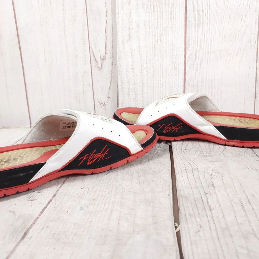 Jordan Hydro 4 Retro White Fire Red SLIDES Sandals - MEN’S SIZE 9 - Flip-flops